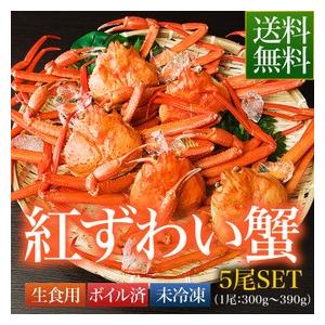 鳥取県 境港産 ボイル 紅ずわい蟹 A級 5尾SET（1尾300〜390g）