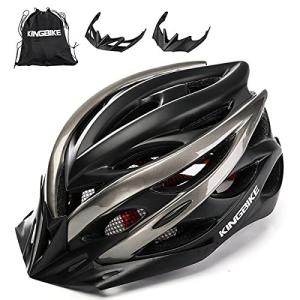 KINGBIKE 自転車 ヘルメット 大人用 ロードバイク サイクリング ヘルメット 超軽量 高剛性 LEDライト ヘルメットレインカバー付き 男女兼
