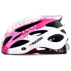 KINGBIKE 自転車 ヘルメット 大人用 ロードバイク/サイクリング ヘルメット 超軽量 高剛性 LEDライト ヘルメットレインカバー付き 男女兼
