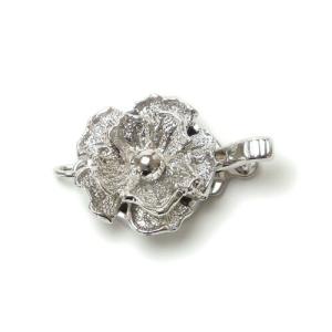 シルバー クラスプ 留め具 差し込み バラ SV製 1連ネックレス用 花 丸