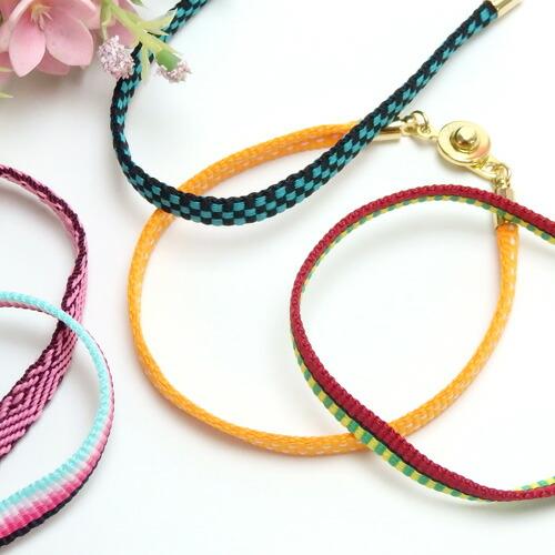 メール便 鬼殺し紐 加賀紐 ブレスレット 平紐 市松 麻の葉文様 鱗紋 亀甲紋 胡蝶 炎 桜餅 鬼殺...