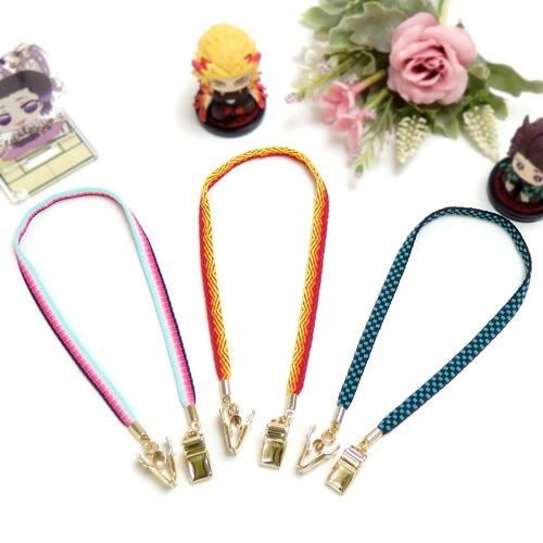 メール便 鬼殺し紐 加賀紐 帽子クリップ ロング 市松 麻の葉文様 鱗紋 亀甲紋 胡蝶 炎 桜餅 鬼...