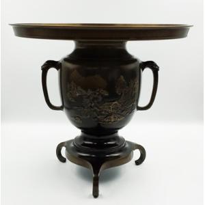 花器 薄端| 尺1富士山水 |剛信作 銅製 紙箱入り【高岡銅器 花器 薄端| 尺1富士山水 |剛信作 銅製 紙箱入り【高岡銅器