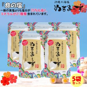 ぬちまーす 5袋セット 海塩 塩 250g ミネラル 食塩 国産 沖縄 天然 天然塩 無添加 販売 顆粒｜よろずやジーエヌ