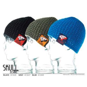 メール便可 / カナダ IFOUND アイファウンド Skull Beanie ブルー スノーボード スキー ビーニー 厚手ニットキャップ｜yorozwagon