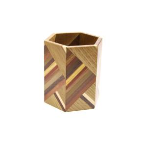 六角ムクペン立て　ナナメシマ