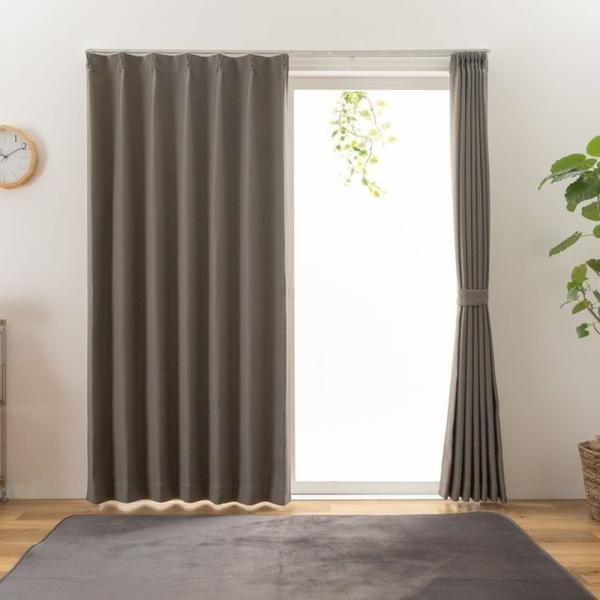 防炎カーテン ステイシー グレー 幅100cm×丈135cm2枚  遮光カーテン 形状記憶加工 遮光...