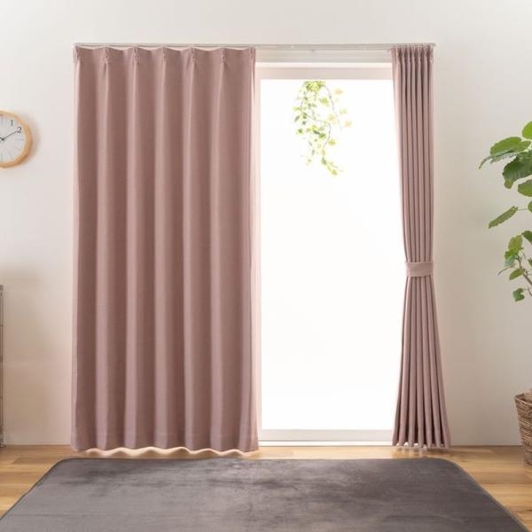 防炎カーテン ステイシー ローズ 幅100cm×丈135cm2枚  遮光カーテン 形状記憶加工 遮光...