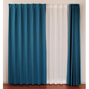 ターコイズブルー防炎カーテン２セット 遮光2級・防炎カーテン(パレット3 ターコイズブルー 100X170X2) 【1年