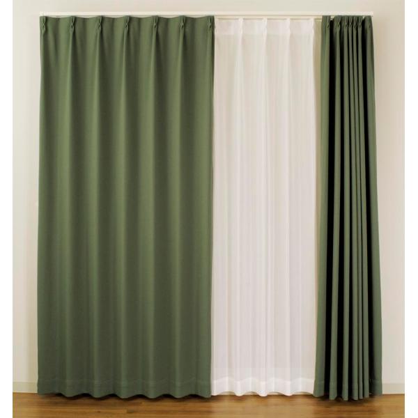 防炎カーテン モスグリーン べルーイ 幅100cm×丈120cm2枚 遮光カーテン 遮光1級 防炎加...
