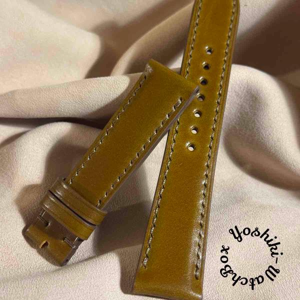cod-336 コードバン レザー 腕時計ベルト イエローブラウン (ラグ幅21 mm - バックル...