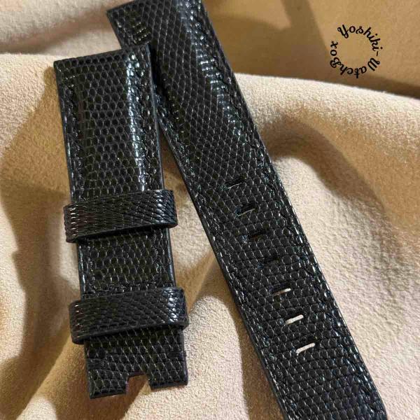 liz-343  リザード レザー 腕時計 ベルト ブラック (ラグ幅22 mm - バックル幅20...