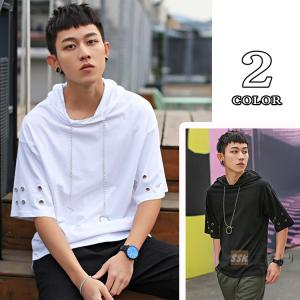 半袖パーカー パーカー カジュアル フード メンズTシャツ ...