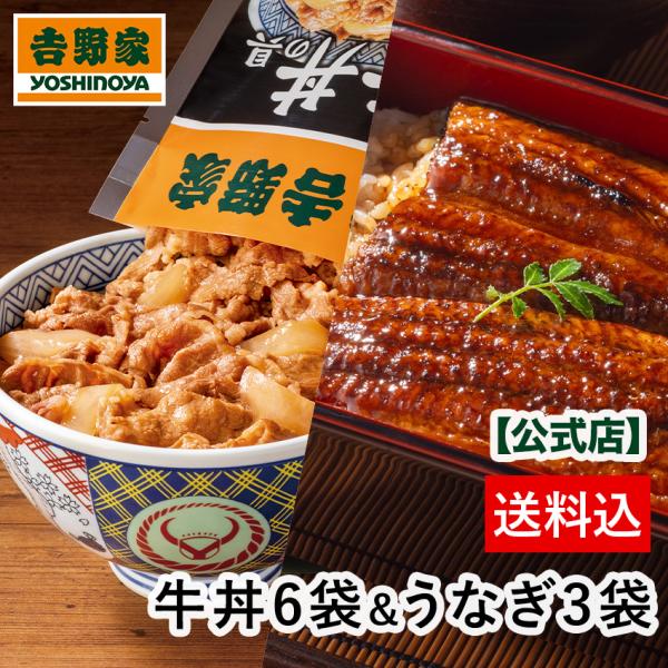 吉野家 公式 【冷凍】牛丼の具6袋＆うなぎ3袋セット 牛丼の具 うなぎ 冷凍食品 ギフト おつまみ ...