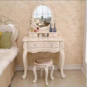 アンティーク風 北欧風ドレッサー 鏡台 お姫系 コスメ台 化粧台 ロココ