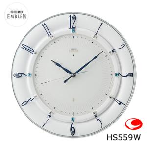 セイコー エムブレム　クロック　掛け時計  SEIKO EMBLEM  　電波掛け時計　HS559W (白塗装光沢仕上げ)｜yosii-bungu