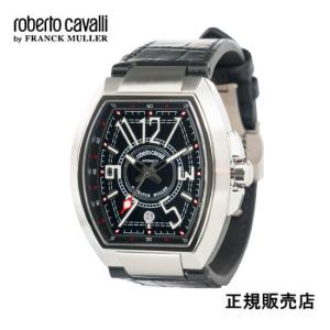 あすつく　ロベルトカヴァリ バイ フランクミュラー roberto cavalli by FRANCK MULLER メンズ 腕時計  RV1G207L0041 自動巻き ブラックラバーベルト｜yosii-bungu