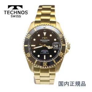 テクノス 腕時計　(TECHNOS) グレーセラミックベゼル 　ブラック文字盤　自動巻き 10気圧防水　(正規品）　T4A82GB メンズ裏スケルトン｜yosii-bungu