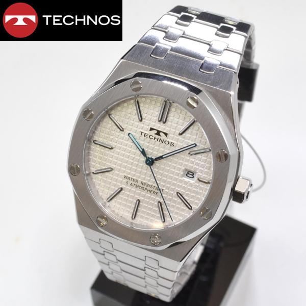 テクノス(TECHNOS) 腕時計　5気圧防水　T9C07SS  最新定番モデル　 ボワイト文字盤　