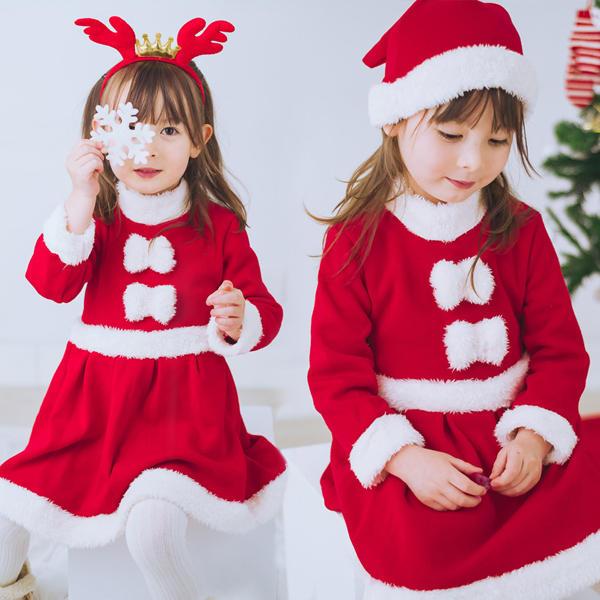 サンタ服 女の子 キッズ サンタコスプレ サンタクロース クリスマス衣装 3点セット ワンピース フ...
