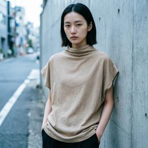 即納 ゆったり Tシャツ ハイネック トップス...の詳細画像1
