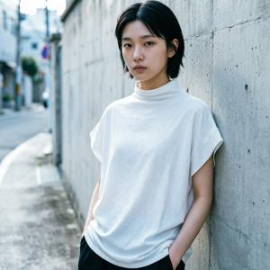 即納 ゆったり Tシャツ ハイネック トップス...の詳細画像2