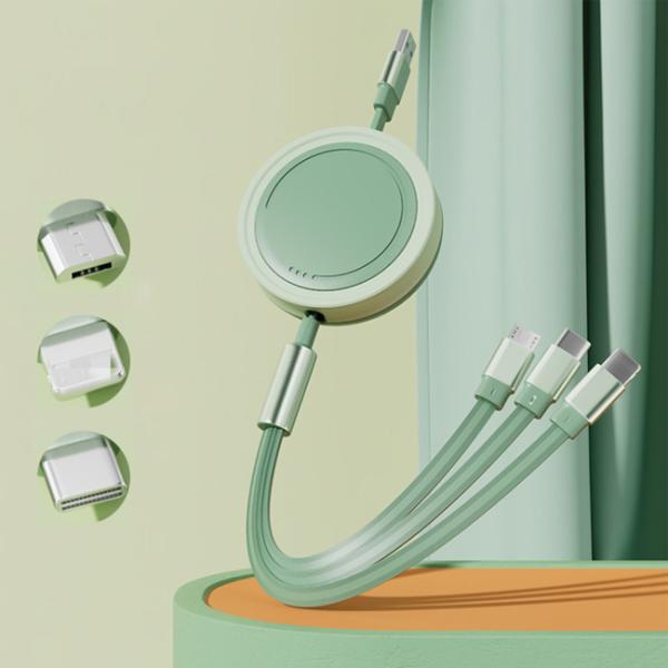 即納 充電ケーブル 3in1 1.1ｍ 巻き取り iPhone タイプC Type-c 急速 USB...