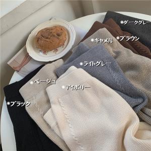 パンツ リブニット ワイドパンツ 全7色 冬 ...の詳細画像3