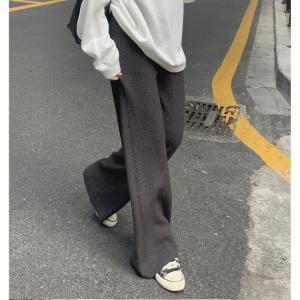 パンツ リブニット ワイドパンツ 全7色 冬 ...の詳細画像5