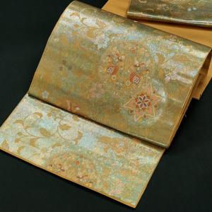 九寸 名古屋帯 正絹 引箔織 華文 鳥 未仕立て 西陣織工業組合 九寸 名古屋帯 正絹 引箔織 華文 鳥 未仕立て 西陣織工業組合