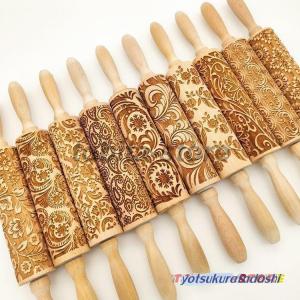 木麺棒 ローリングピン クッキー エンボスローラー ビスケット お菓子