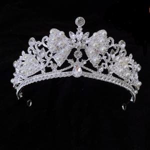 ウエディングヘッドドレス ティアラ クラウン 王冠 クリスタル リボン ウェディング 花嫁 結婚式 披露宴 ブライダル 二次会 前撮り パーティー 韓国風 お洒落｜四倉忠ショップ