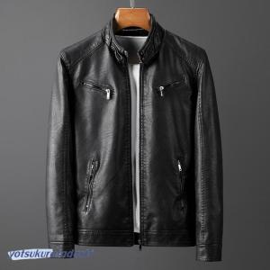 レザージャケット ライダースジャケット 革ジャン メンズ 50代 60代 40代 シングル 秋冬 PUレザー 大きいサイズ アメカジ バイク革ジャン ライダース ジャケット