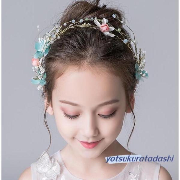 子供ヘアアクセサリー 花輪 子どもカチューシャ キッズ髪飾り フラワーガール結婚式 子供フォーマル ...