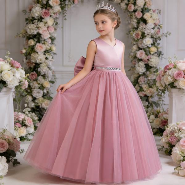 ロング 子供ドレス フォーマルドレス ピアノ発表会 結婚式 キッズ ワンピース 子供服 女の子フラワ...