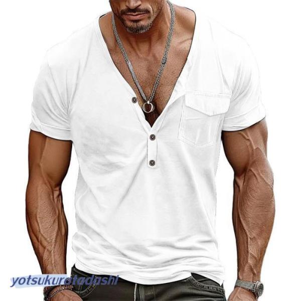 半袖 Tシャツ メンズ 深Vネック 吸汗速乾 カットソー 40代 50代 60代