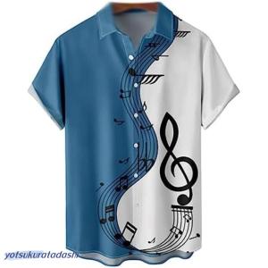 アロハシャツ メンズ 半袖シャツ ハワイシャツ ココヤシ柄 音符