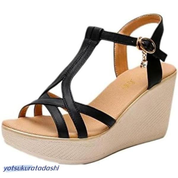 ウェッジサンダル 厚底サンダル Tストラップ ハイヒール レディース ウエッジソール ストラップ 大...