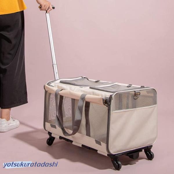 ペットキャリー キャスター付き 猫 犬 キャリーバッグ キャスター 中型犬 折りたたみ 通気 安定性...