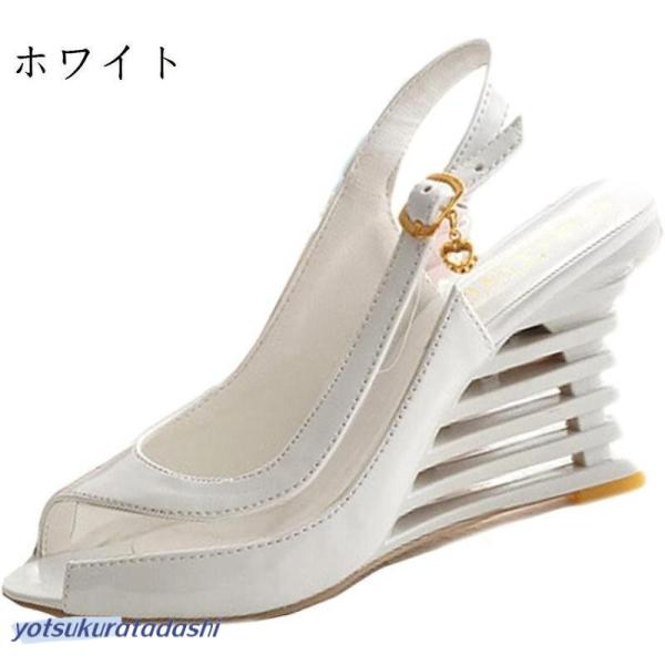 サンダル レディース 歩きやすい ウェッジソール 8cmヒール 通勤用 走れる 靴 厚底 美脚 オフ...