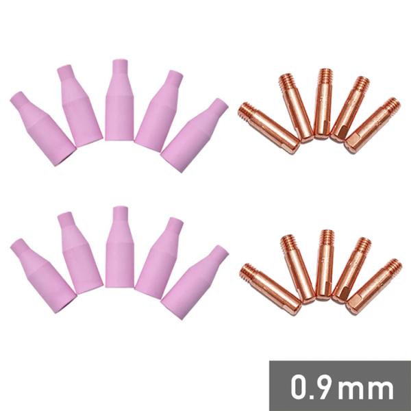 半自動溶接機 純正コンタクトチップ0.9mm(10個)＋純正セラミックノズル(10個) YS-MIG...