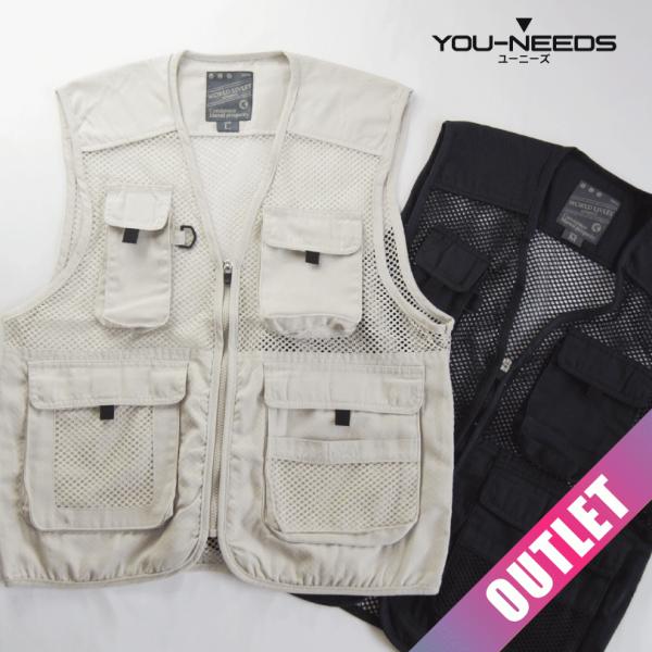 アウトレット 早い者勝ち メンズメッシュベスト M L LL 多機能ポケット 釣り キャンプ アウト...