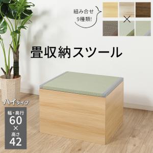 畳ボックス 収納ベンチ 畳 たたみ スツール 収納ボックス い草 小上がり ベンチ ユニット畳 アレル物質吸着シート付き 約60×60×42cm 畳収納 ハイタイプ (O)