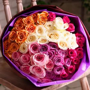 バラの特大花束 翌日配送 送料無料 誕生日 プロポーズ サプライズ プレゼント 花 ギフト おしゃれ ブーケ 赤 ピンク オレンジ ホワイト 紫 生花 薔薇