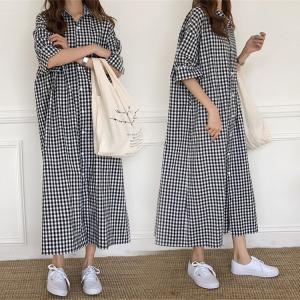 ワンピース レディース 膝丈ワンピース 春夏 チェック柄半袖 ワンピース きれいめ 大きいサイズ きれいめ 着痩せ 通勤 大人 上品 新作 韓国風 妊婦服