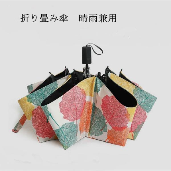 日傘 折りたたみ 遮光 UV 遮熱 uvカット 木の葉 折り畳み傘 手動式 晴雨兼用 紫外線  おし...