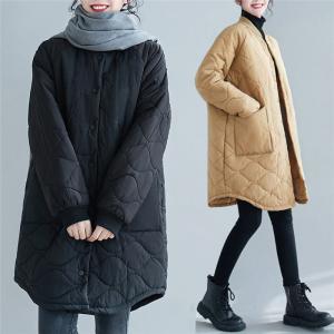 在庫処分 キルティングコート レディース 冬 ノーカラー