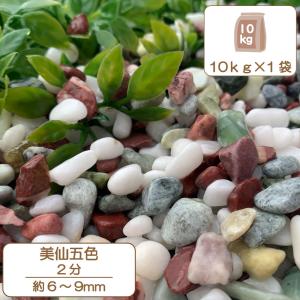 美仙華五色砂利 2分 6〜9mm 1kg 砂利 白 赤 緑 カラフル 庭 玄関周り