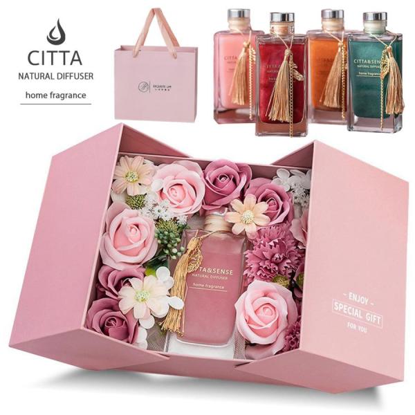 リードディフューザー スティック 花 ギフト アレンジメント プレゼント フラワーボックス 造花 ソ...