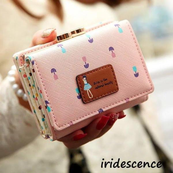 修学旅行小学生財布女の子おかわいいコンパクト折りたたみ可愛いがま口小さめさいふ花